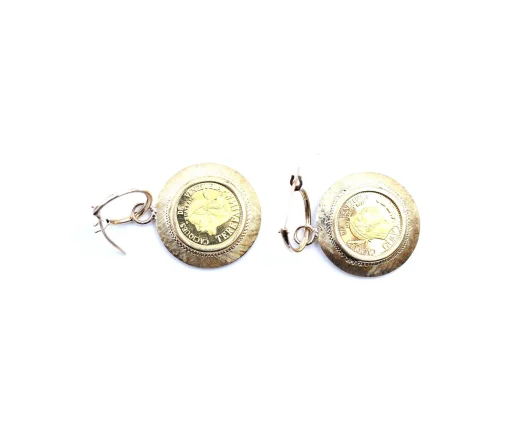 18k Yellow Gold Venezuelan Coin Earring Enhancers with 14k Yellow Gold Huggie Hoops