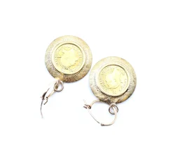 18k Yellow Gold Venezuelan Coin Earring Enhancers with 14k Yellow Gold Huggie Hoops