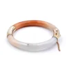 14k Yellow Gold White and Burnt Orange Jade Bangle Bracelet