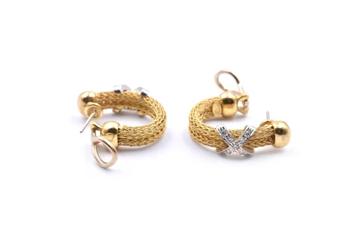 18k Yellow Gold X Huggie Earrings
