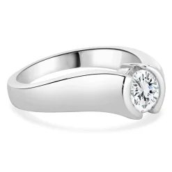 Kabana 14 Karat White Gold Round Brilliant Cut Diamond Engagement Ring