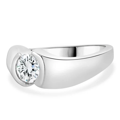 Kabana 14 Karat White Gold Round Brilliant Cut Diamond Engagement Ring