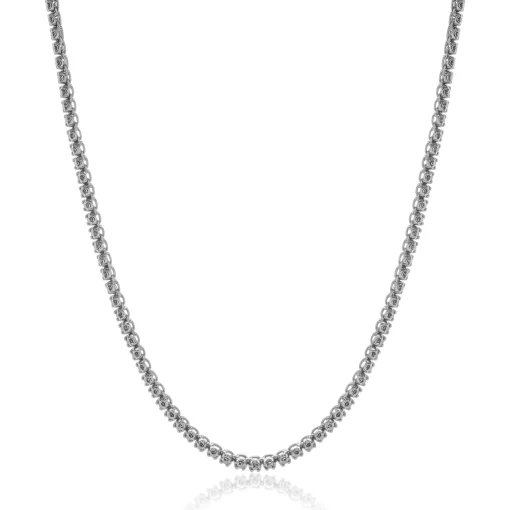 18 Karat Black Diamond Inline Tennis Necklace
