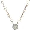 14 Karat Rose and White Gold Old Mine Cut Diamond Halo Necklace