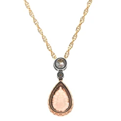 14 Karat Rose and White Gold Morganite and Diamond Pendant