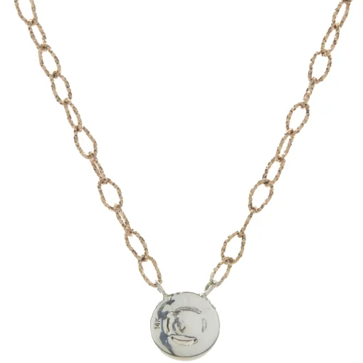 14 Karat Rose and White Gold Old Mine Cut Diamond Halo Necklace