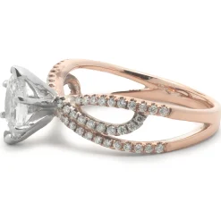 14 Karat Rose and White Gold Marquise Cut Diamond Engagement Ring