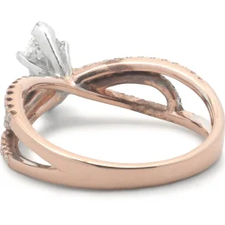 14 Karat Rose and White Gold Marquise Cut Diamond Engagement Ring