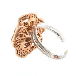 18 Karat Rose and White Gold Diamond Flower Ring