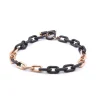 18 Karat Rose Gold and Black Ceramic Oval Link Bracelet
