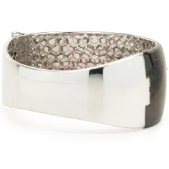 18 Karat Rose Gold, Black Enamel, and Mosaic Set Diamond Star Bangle Bracelet