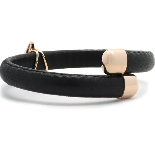18 Karat Rose Gold Black Leather Diamond Solo Star Wrap Bracelet