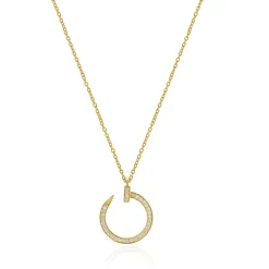 18 Karat Rose Gold Diamond Nail Loop Necklace