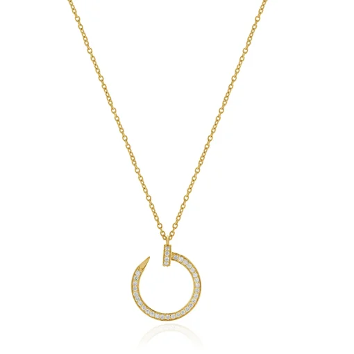 18 Karat Rose Gold Diamond Nail Loop Necklace
