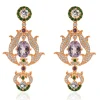 18 Karat Rose Gold Diamond, Kunzite, and Morganite Vintage Floral Style Earrings