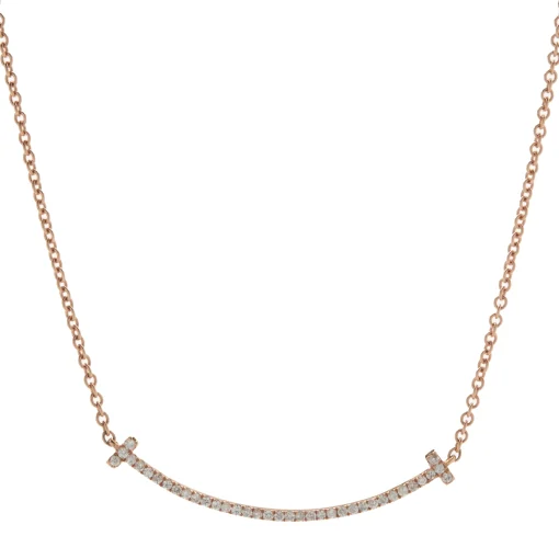 18 Karat Rose Gold Diamond Smile Necklace
