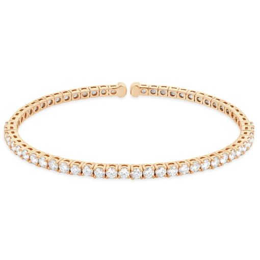 14 Karat Rose Gold Diamond Flex Cuff Bracelet