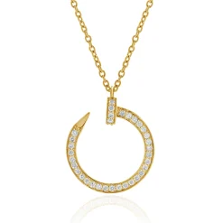18 Karat Rose Gold Diamond Nail Loop Necklace