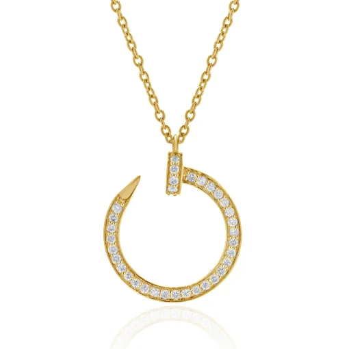18 Karat Rose Gold Diamond Nail Loop Necklace
