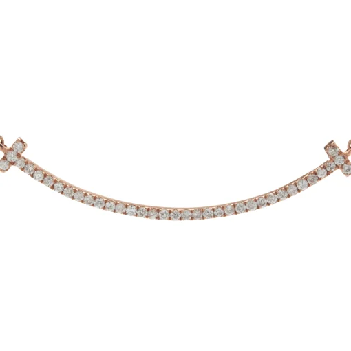 18 Karat Rose Gold Diamond Smile Necklace