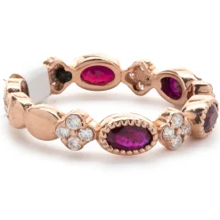 14 Karat Rose Gold Diamond and Ruby Star Band