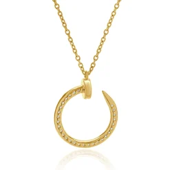 18 Karat Rose Gold Diamond Nail Loop Necklace