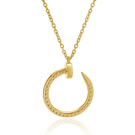 18 Karat Rose Gold Diamond Nail Loop Necklace