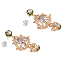 18 Karat Rose Gold Diamond, Kunzite, and Morganite Vintage Floral Style Earrings