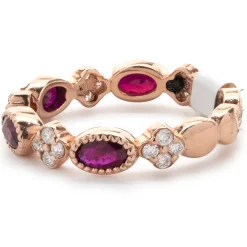 14 Karat Rose Gold Diamond and Ruby Star Band