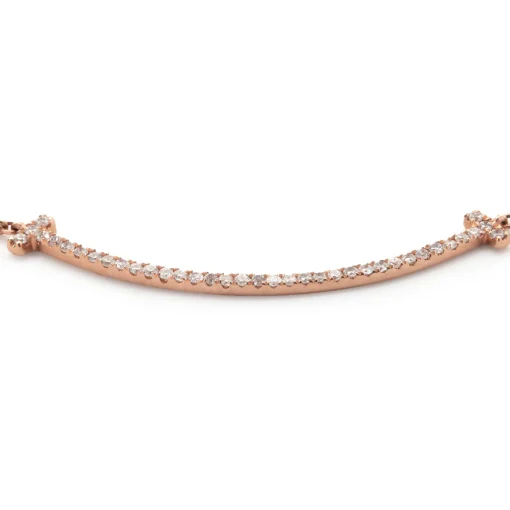 18 Karat Rose Gold Diamond Smile Necklace