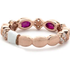 14 Karat Rose Gold Diamond and Ruby Star Band