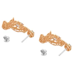 18 Karat Rose Gold Diamond, Kunzite, and Morganite Vintage Floral Style Earrings