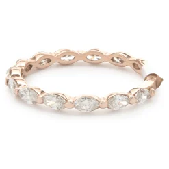14 Karat Rose Gold East-West Marquise Cut Diamond Band