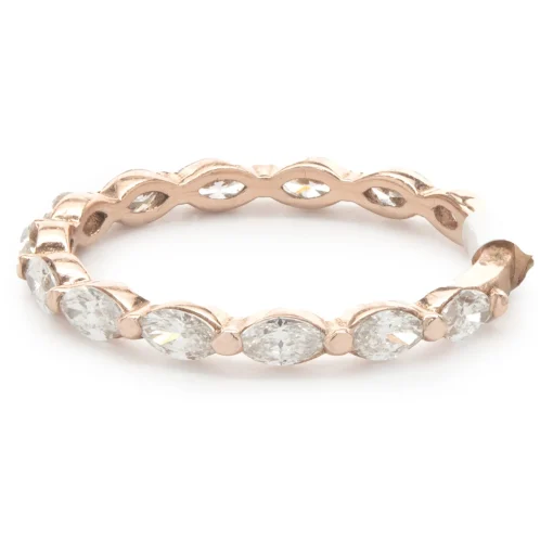 14 Karat Rose Gold East-West Marquise Cut Diamond Band