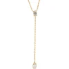 18 Karat Rose Gold Emerald and Marquise Cut Diamond Lariat Necklace