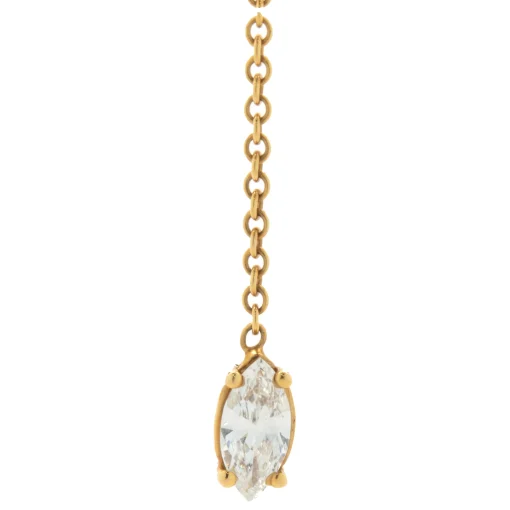 18 Karat Rose Gold Emerald and Marquise Cut Diamond Lariat Necklace