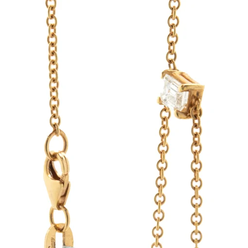 18 Karat Rose Gold Emerald and Marquise Cut Diamond Lariat Necklace