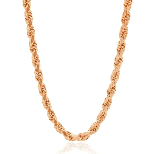 10 Karat Rose Gold 8MM Rope Chain Necklace