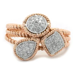 14 Karat Rose Gold Multi Shape Diamond Cluster Ring