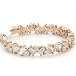 14 Karat Rose Gold Multi Shape Diamond Staggered Band
