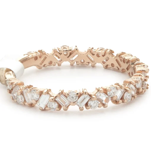 14 Karat Rose Gold Multi Shape Diamond Staggered Band