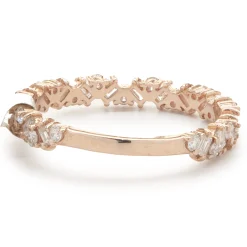 14 Karat Rose Gold Multi Shape Diamond Staggered Band