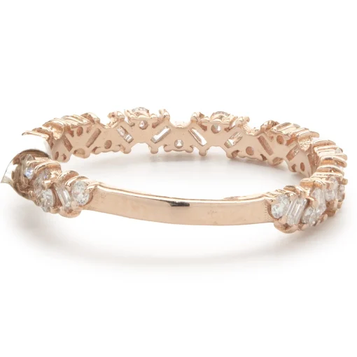 14 Karat Rose Gold Multi Shape Diamond Staggered Band