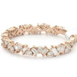 14 Karat Rose Gold Multi Shape Diamond Staggered Band
