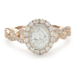 14 Karat Rose Gold Oval Diamond Engagement Ring