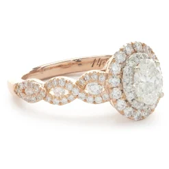 14 Karat Rose Gold Oval Diamond Engagement Ring
