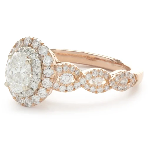 14 Karat Rose Gold Oval Diamond Engagement Ring