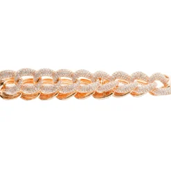 18 Karat Rose Gold Pave Diamond Cuban Link Tennis Bracelet