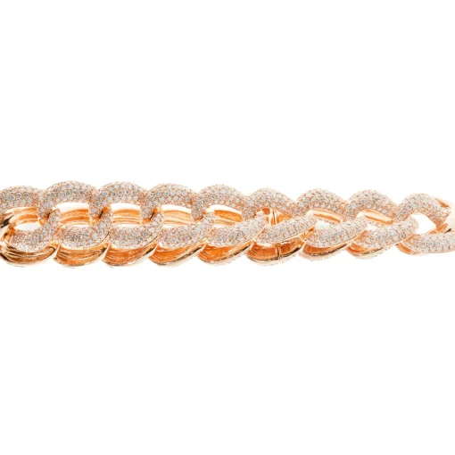 18 Karat Rose Gold Pave Diamond Cuban Link Tennis Bracelet