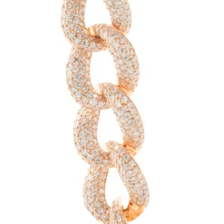 18 Karat Rose Gold Pave Diamond Cuban Link Tennis Bracelet